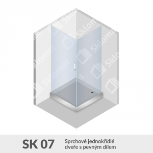 Sprchový kout SK 07 Sprchové jednokřídlé dveře s pevným dílem