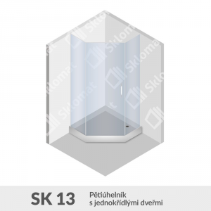 Sprchovací kút SK 13 Päťuholník s jednokrídlovými dverami
