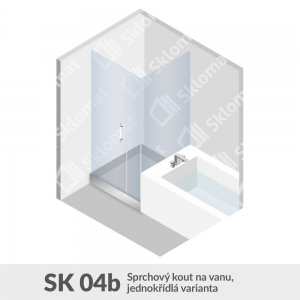 Sprchovací kút SK 04b Sprchovací kút na vaňu, jednokrídlové variant