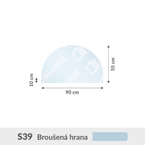 S39 sklo pod kachle 6mm 90 x 55 cm