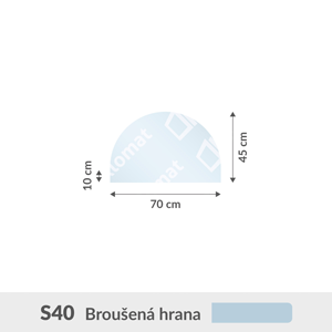 S40 sklo pod kamna 6mm 70 x 45 cm