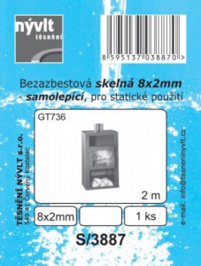 SADA - šňůra bezazbestová skelná samolepící GT736 - 8 x 2 mm - 2 m