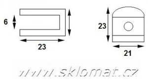 U15 - držiak skla sily 6mm