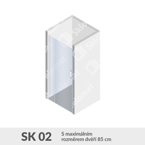 Sprchový kout SK 02 s maximálním rozměrem dveří 85 cm