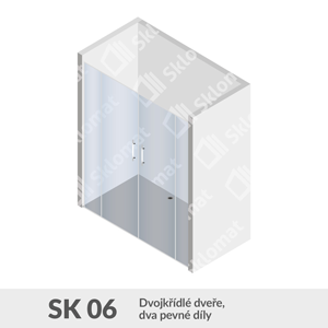 Sprchový kout SK 06 Dvojkřídlé dveře, dva pevné díly