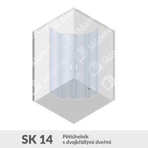 Sprchový kout SK 14 Pětiúhelník s dvojkřídlími dveřmi