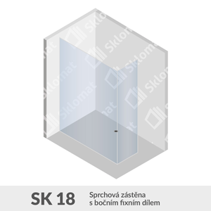 Sprchovací kút SK 18 Sprchová zástena s bočným fixným dielom