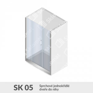 Sprchový kout SK 05 Sprchové jednokřídlé dveře do niky