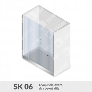 Sprchovací kút SK 06 Dvojkrídlové dvere, dva pevné diely