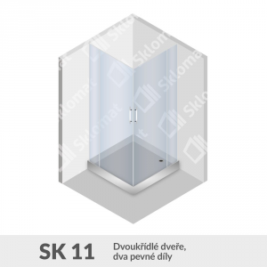 Sprchový kout SK 11 Dvoukřídlé dveře, dva pevné díly