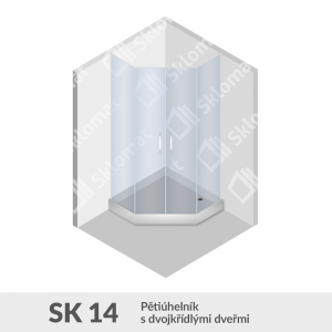 Sprchový kout SK 14 Pětiúhelník s dvoukřídlými dveřmi