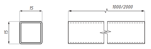 Čtvercová zavětrovací tyč 15x15 mm