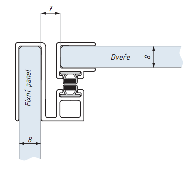 Profil s magnetickým těsněním, sklo - sklo