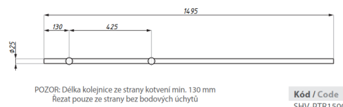 Vodící kolejnice s bodovými úchyty