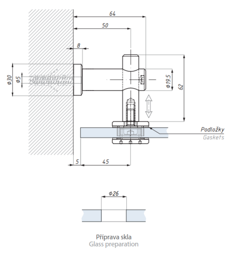 Bodový úchyt (zeď - sklo)