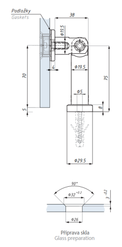 Bodový úchyt kloubový (zeď - sklo)