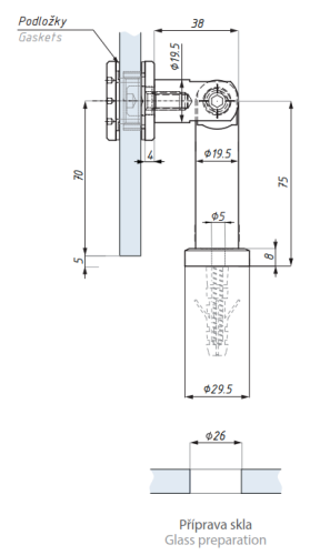 Bodový úchyt kloubový (zeď - sklo)