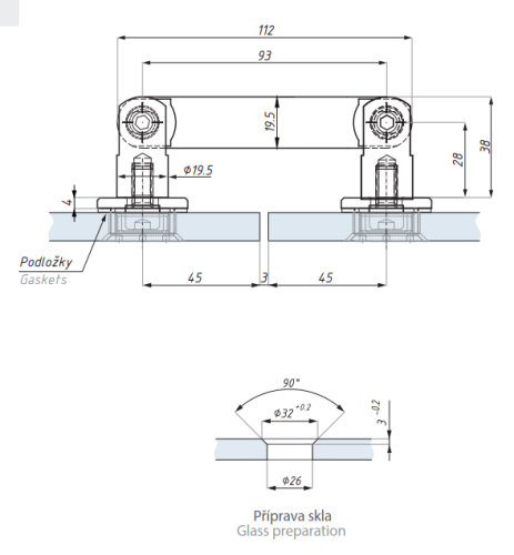 Bodový úchyt kloubový (sklo - sklo)