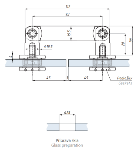 Bodový úchyt kloubový (sklo - sklo)