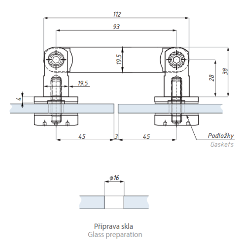 Bodový úchyt kloubový (sklo - sklo)