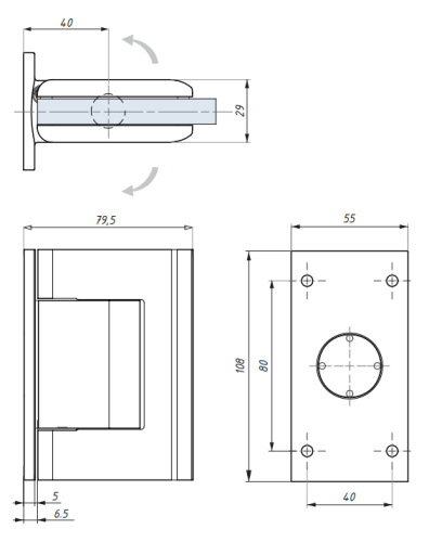 Samozavírací hydraulický závěs s aretací ± 90° (sklo - zeď)