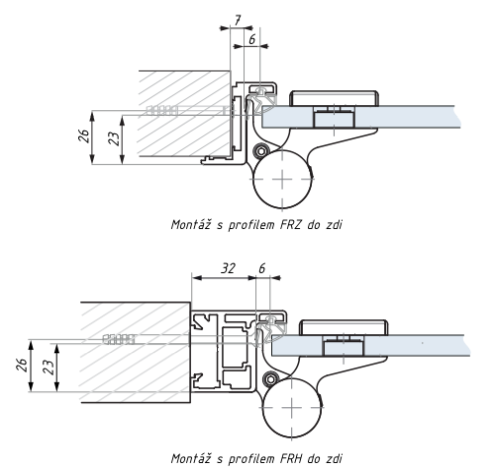 Regulovatelný hydraulický závěs s aretací (zeď - sklo)