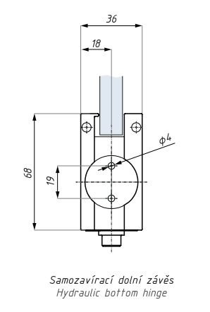 Samozavírací hydraulický dolní závěs, bez aretace