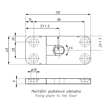 Samozavírací hydraulický dolní závěs, bez aretace