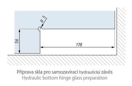 Samozavírací hydraulický dolní závěs, bez aretace