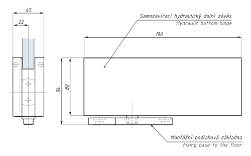 Samozavírací hydraulický dolní závěs, s aretací - SÍLA 5