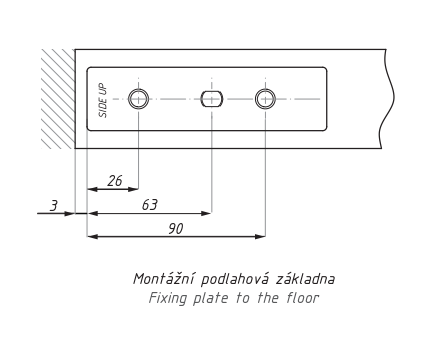 Samozavírací hydraulický dolní závěs, s aretací 90°