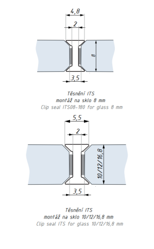 Těsnění mezi sklo, 180°