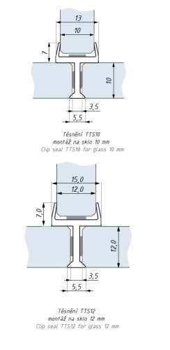 Těsnění mezi sklo,  „T”