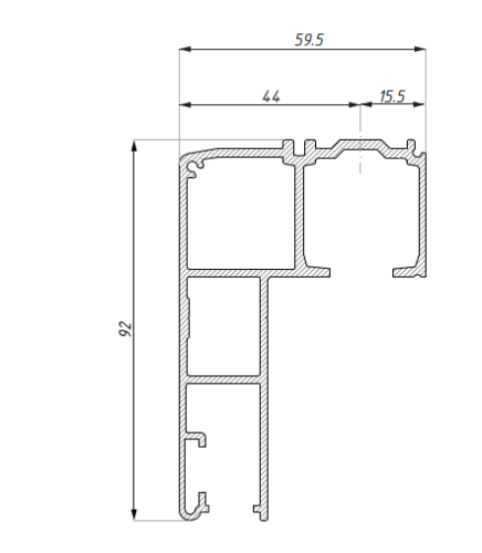 Horní kolejnice s profilem pro fixní panel