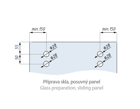 Set posuvného systému MILANO, montáž do zdi