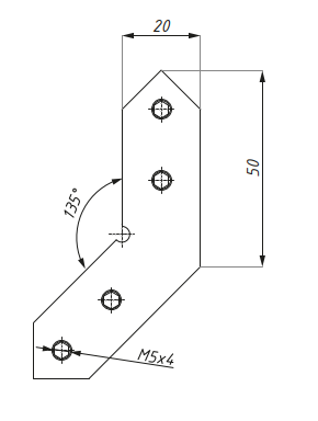 Spojka 135° pro madlo a FCM38U