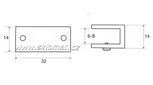 U30 - držiak skla sily 6 - 8 mm - LESK
