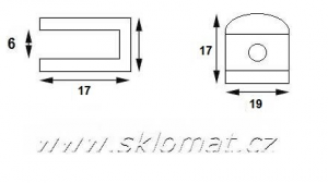 U31 - držák skla síly 6 mm - MAT