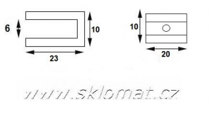 U32 - držák skla síly 6 mm - MAT